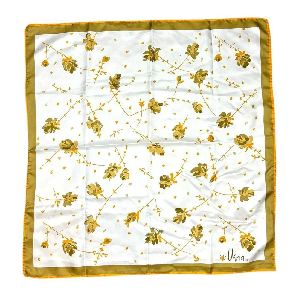 Vintage 70's Scarves by Vera Neumann Orange Brown Flower Square Floral Scarf - Picture 1 of 6